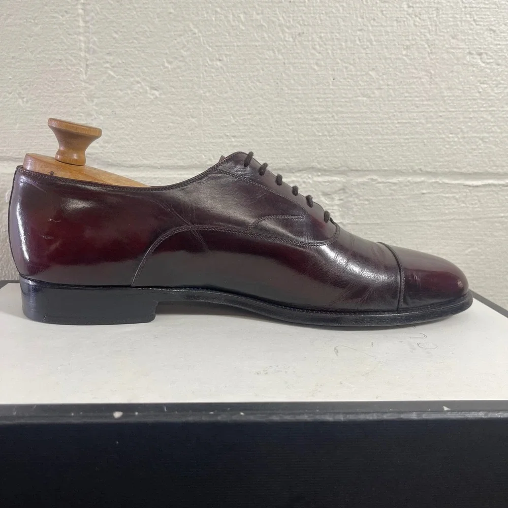 Salvatore Ferragamo Burgundy Leather Cap Toe Oxford Dress Shoes Men's 9.5 D